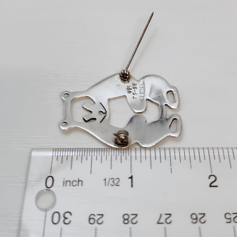 TAXCO Sterling Silver Openwork Cutout Grizzly Bear Brooch Pin - Picture 5 of 9